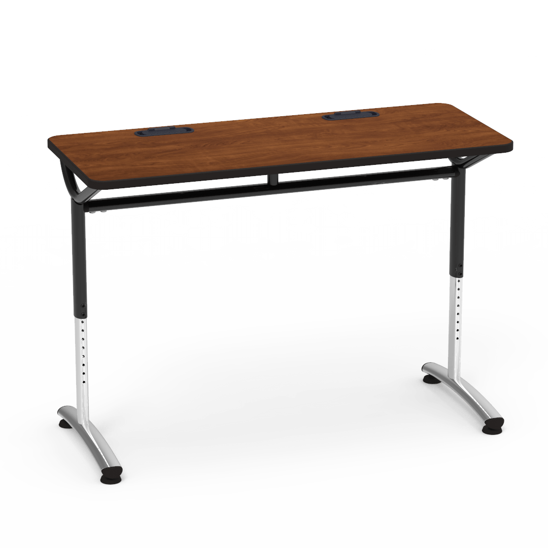 Virco TEXT Series Training Study Computer Desk Table with 2 Grommets 48"W x 20"D x 26"-34"H (TABLE-TE20488YADJGR2)