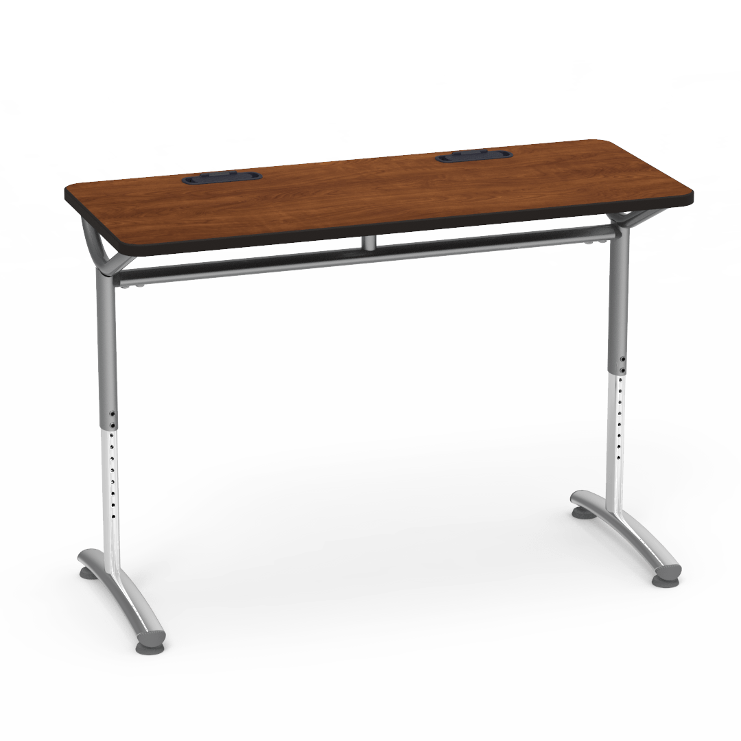 Virco TEXT Series Training Study Computer Desk Table with 2 Grommets 48"W x 20"D x 26"-34"H (TABLE-TE20488YADJGR2)