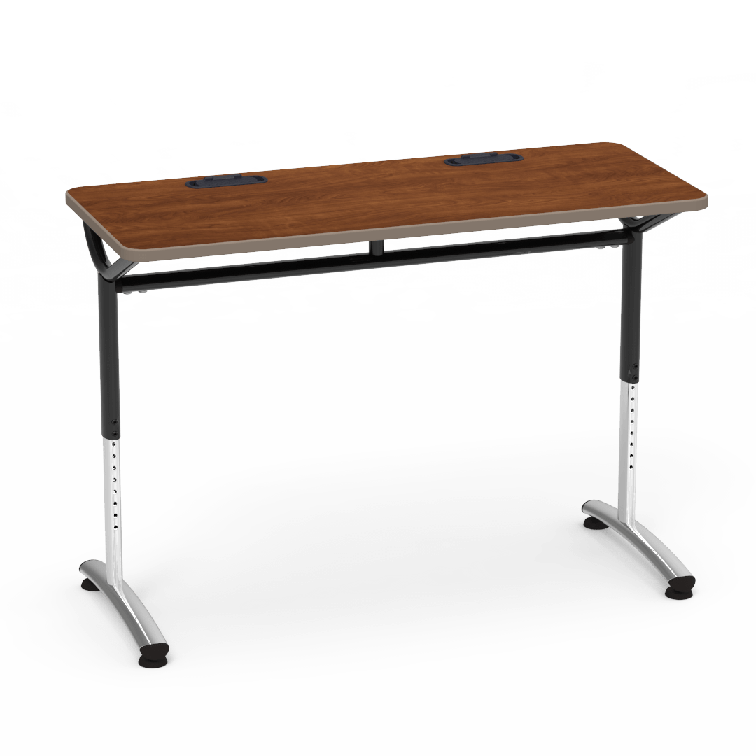 Virco TEXT Series Training Study Computer Desk Table with 2 Grommets 48"W x 20"D x 26"-34"H (TABLE-TE20488YADJGR2)
