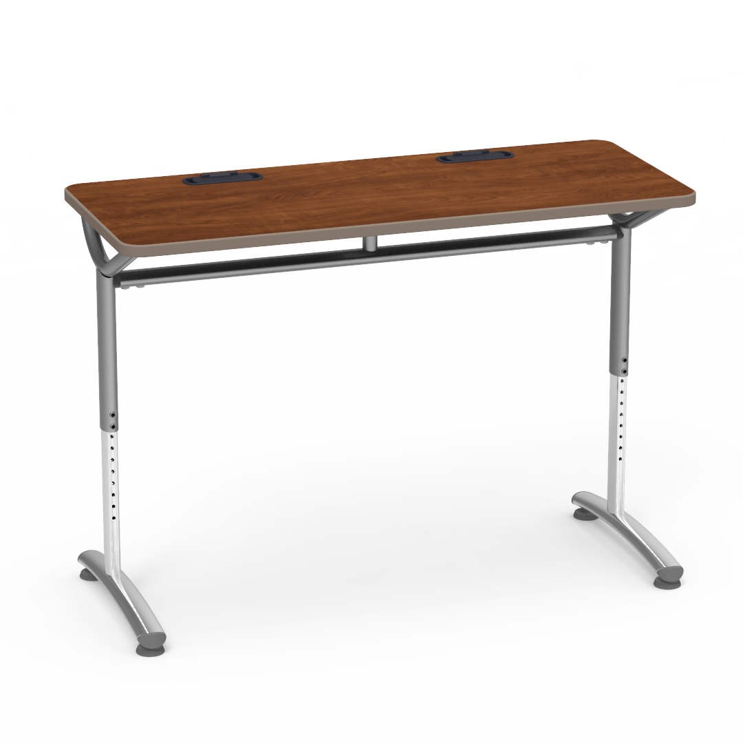Virco TEXT Series Training Study Computer Desk Table with 2 Grommets 48"W x 20"D x 26"-34"H (TABLE-TE20488YADJGR2)