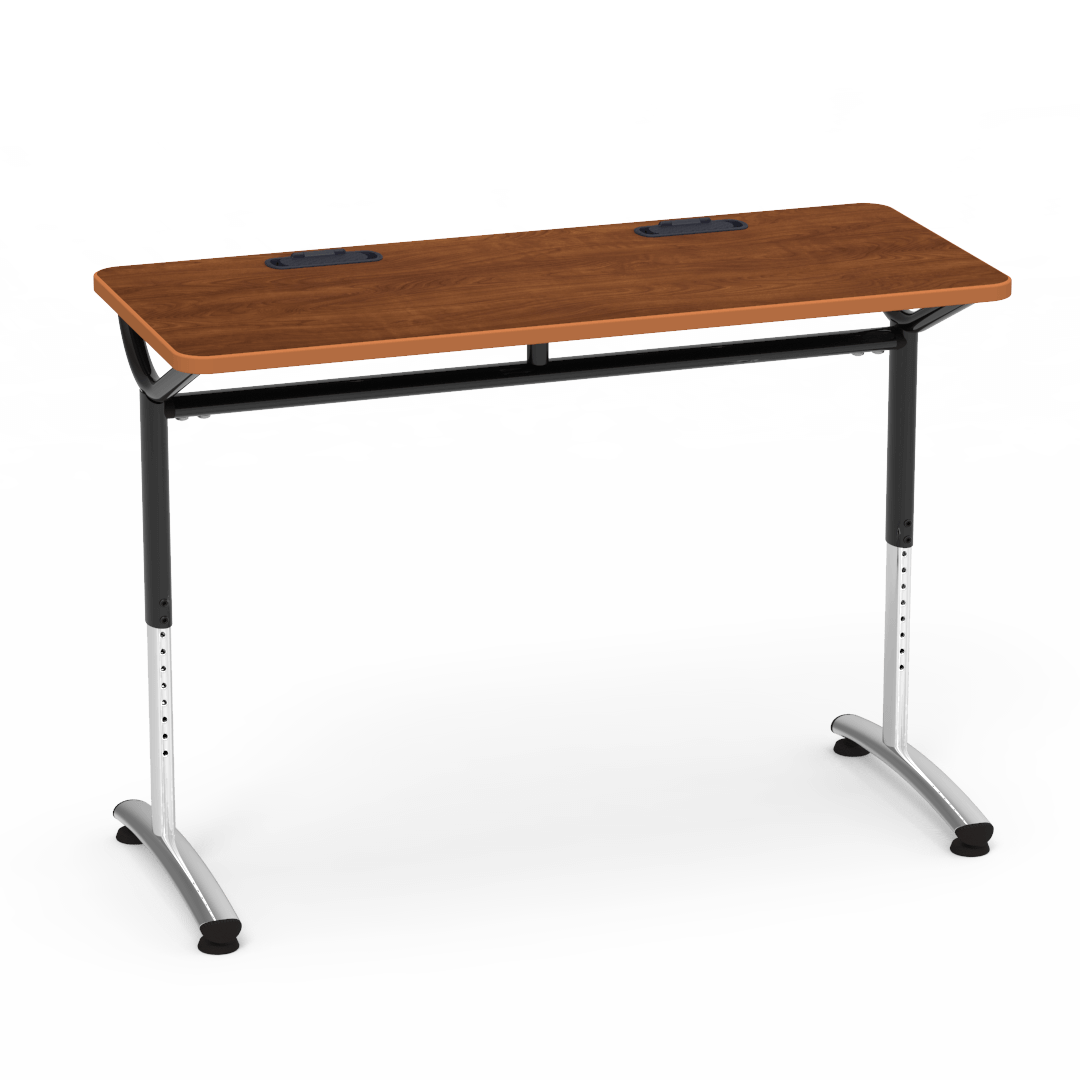 Virco TEXT Series Training Study Computer Desk Table with 2 Grommets 48"W x 20"D x 26"-34"H (TABLE-TE20488YADJGR2)