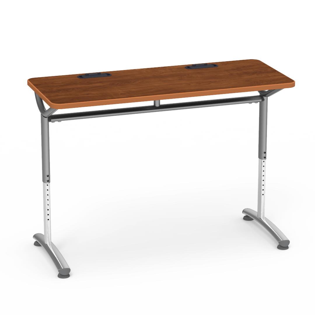 Virco TEXT Series Training Study Computer Desk Table with 2 Grommets 48"W x 20"D x 26"-34"H (TABLE-TE20488YADJGR2)