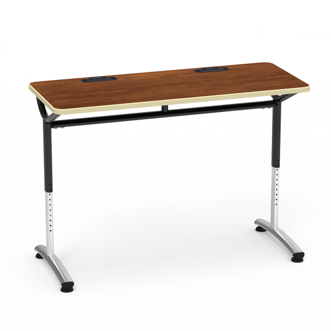 Virco TEXT Series Training Study Computer Desk Table with 2 Grommets 48"W x 20"D x 26"-34"H (TABLE-TE20488YADJGR2)