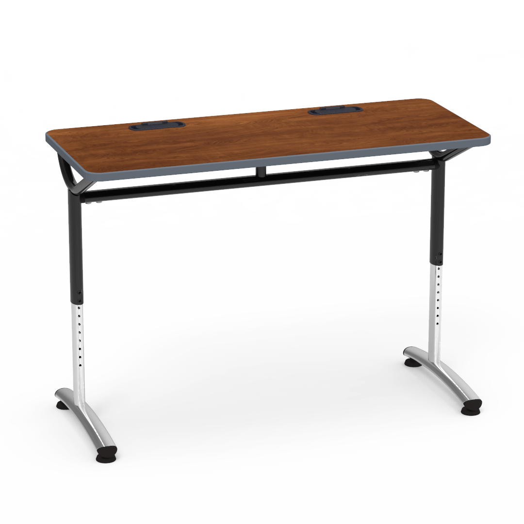 Virco TEXT Series Training Study Computer Desk Table with 2 Grommets 48"W x 20"D x 26"-34"H (TABLE-TE20488YADJGR2)