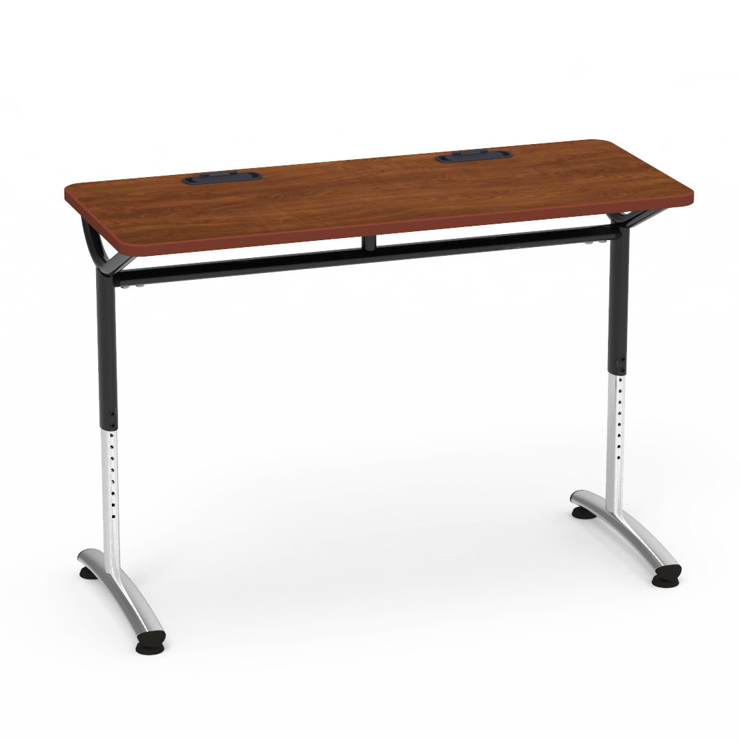 Virco TEXT Series Training Study Computer Desk Table with 2 Grommets 48"W x 20"D x 26"-34"H (TABLE-TE20488YADJGR2)