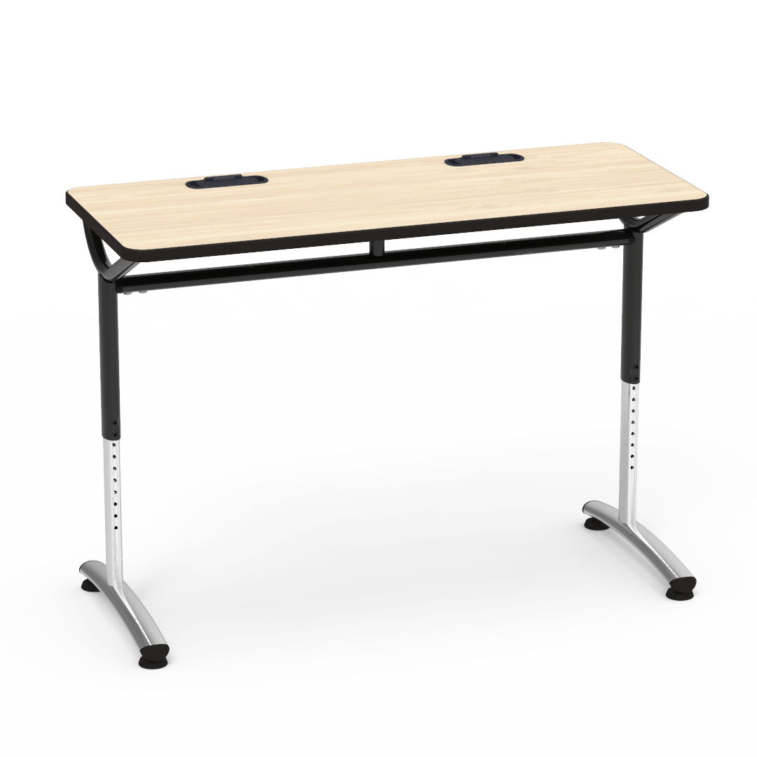 Virco TEXT Series Training Study Computer Desk Table with 2 Grommets 48"W x 20"D x 26"-34"H (TABLE-TE20488YADJGR2)