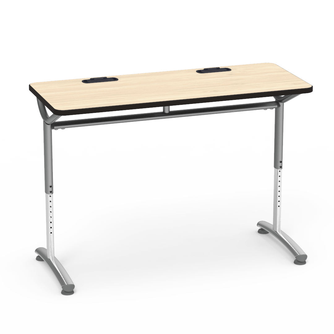 Virco TEXT Series Training Study Computer Desk Table with 2 Grommets 48"W x 20"D x 26"-34"H (TABLE-TE20488YADJGR2)