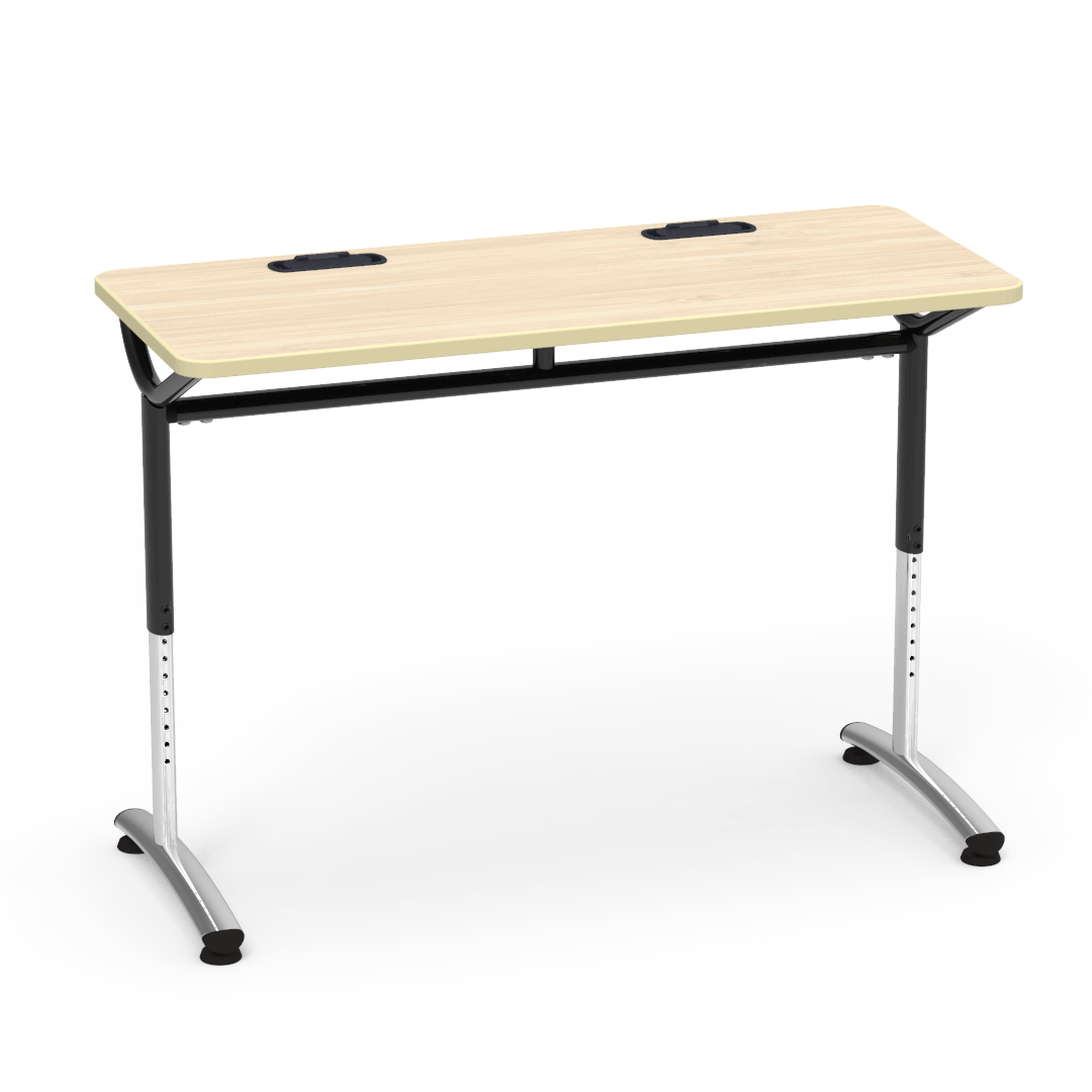 Virco TEXT Series Training Study Computer Desk Table with 2 Grommets 48"W x 20"D x 26"-34"H (TABLE-TE20488YADJGR2)