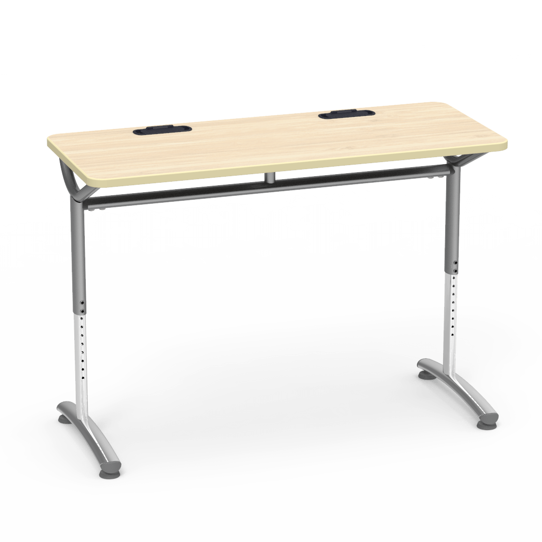 Virco TEXT Series Training Study Computer Desk Table with 2 Grommets 48"W x 20"D x 26"-34"H (TABLE-TE20488YADJGR2)