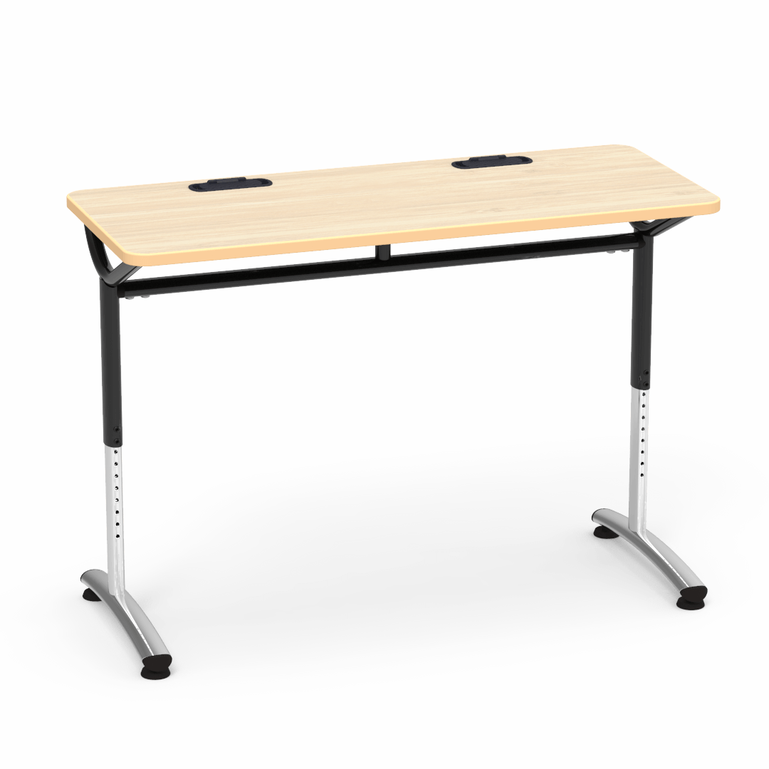 Virco TEXT Series Training Study Computer Desk Table with 2 Grommets 48"W x 20"D x 26"-34"H (TABLE-TE20488YADJGR2)