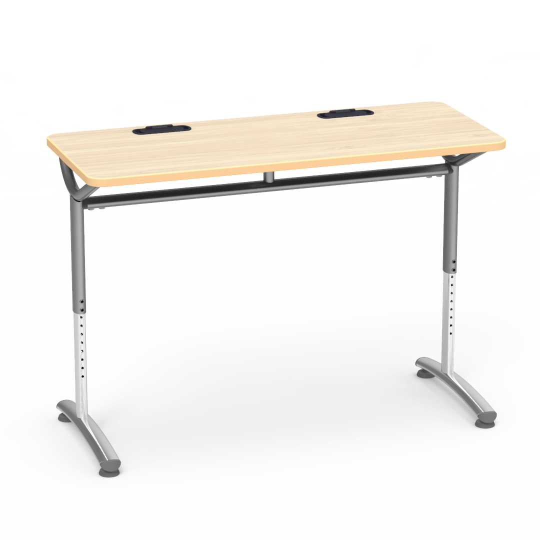 Virco TEXT Series Training Study Computer Desk Table with 2 Grommets 48"W x 20"D x 26"-34"H (TABLE-TE20488YADJGR2)