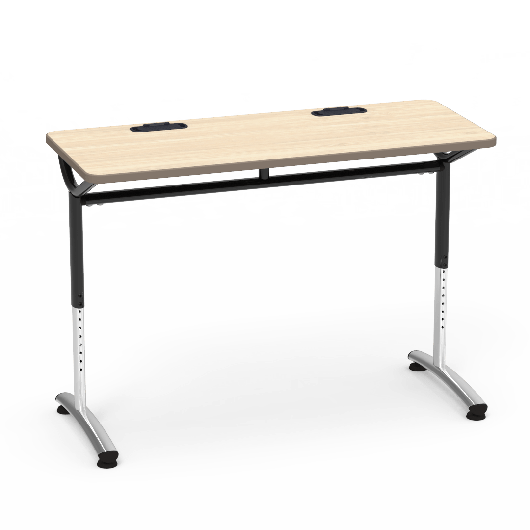 Virco TEXT Series Training Study Computer Desk Table with 2 Grommets 48"W x 20"D x 26"-34"H (TABLE-TE20488YADJGR2)