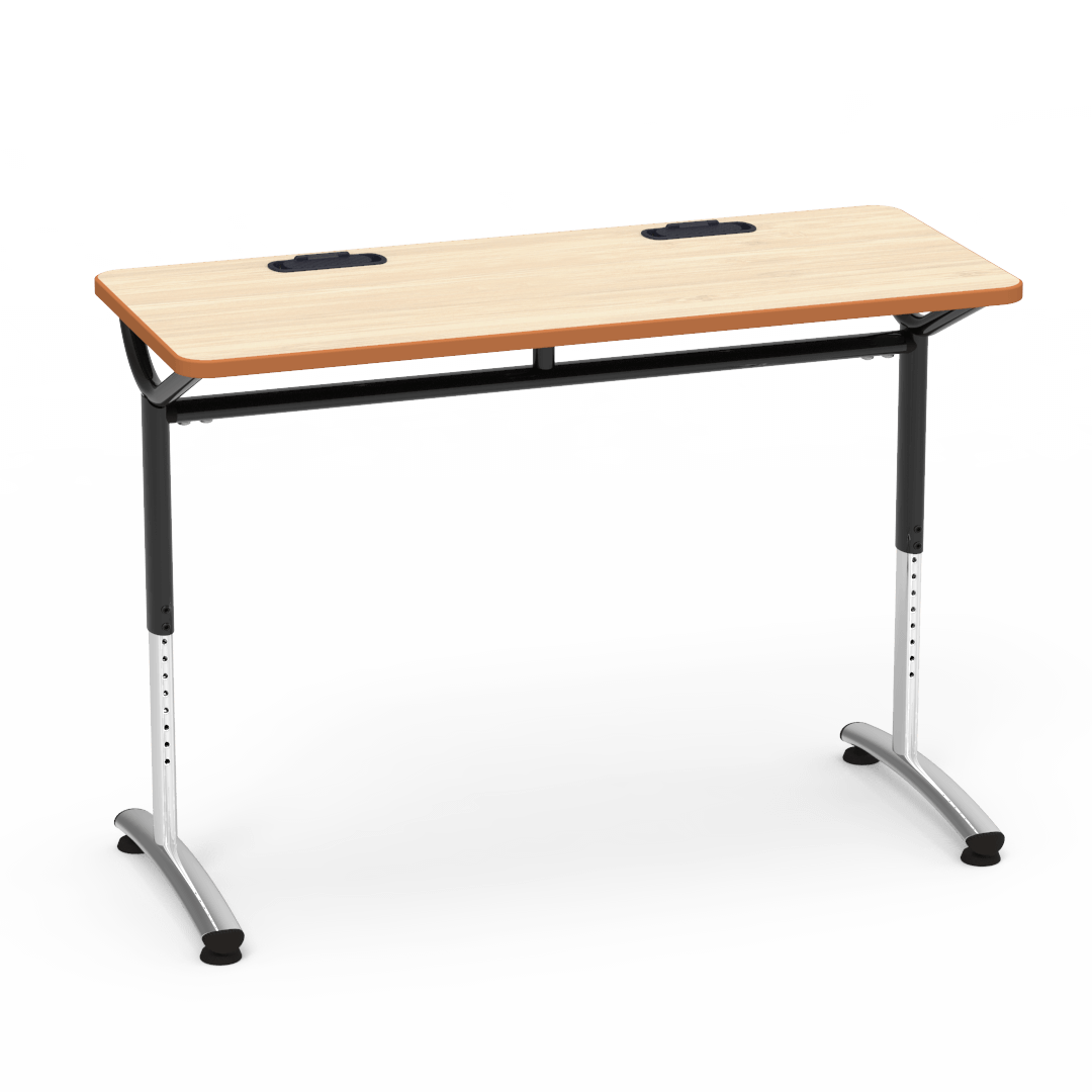 Virco TEXT Series Training Study Computer Desk Table with 2 Grommets 48"W x 20"D x 26"-34"H (TABLE-TE20488YADJGR2)