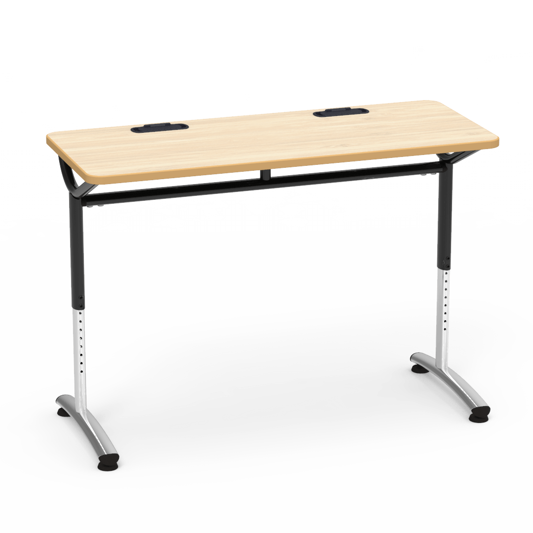 Virco TEXT Series Training Study Computer Desk Table with 2 Grommets 48"W x 20"D x 26"-34"H (TABLE-TE20488YADJGR2)