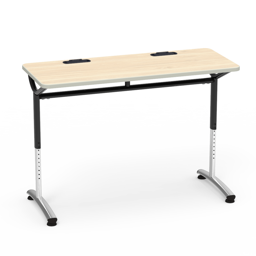 Virco TEXT Series Training Study Computer Desk Table with 2 Grommets 48"W x 20"D x 26"-34"H (TABLE-TE20488YADJGR2)