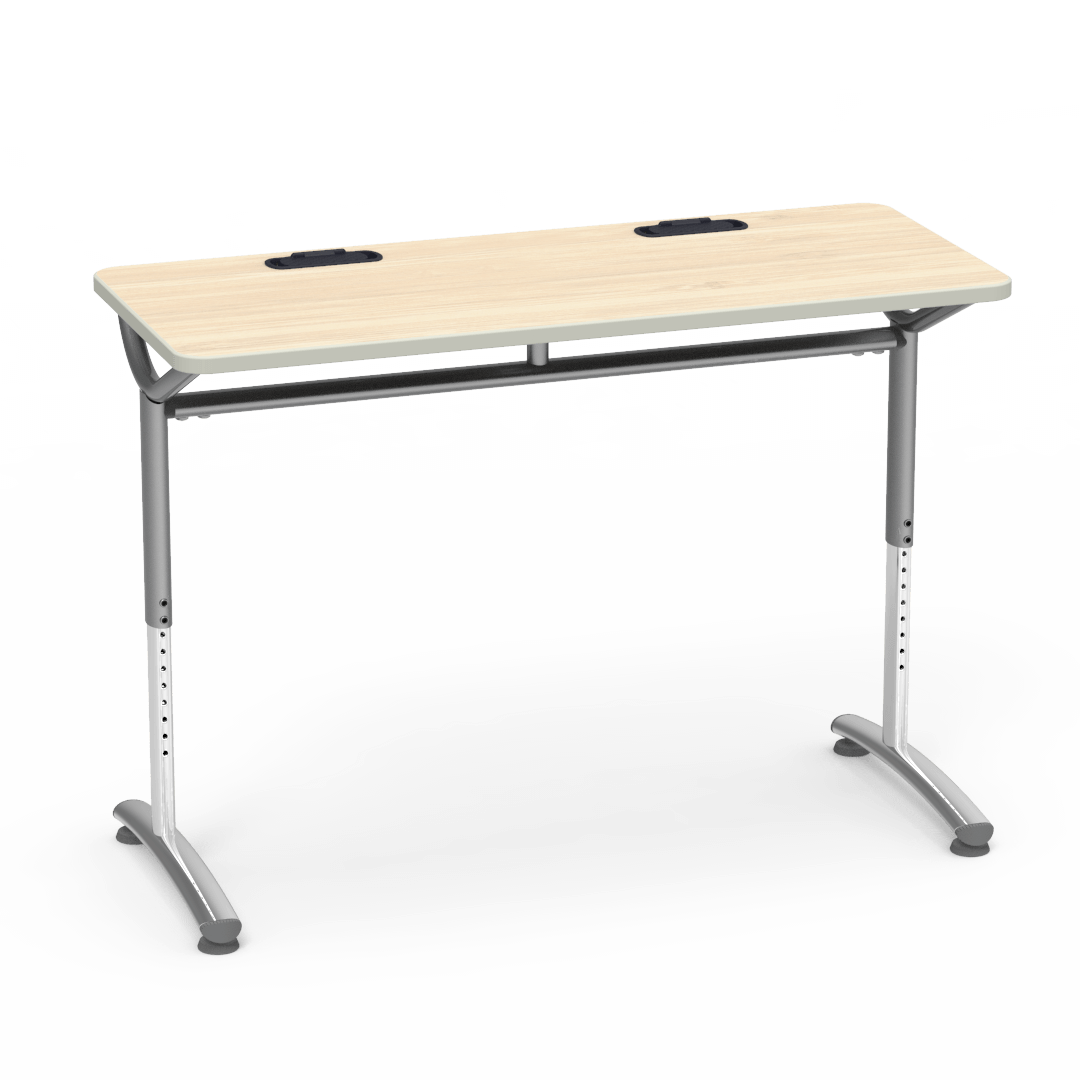 Virco TEXT Series Training Study Computer Desk Table with 2 Grommets 48"W x 20"D x 26"-34"H (TABLE-TE20488YADJGR2)