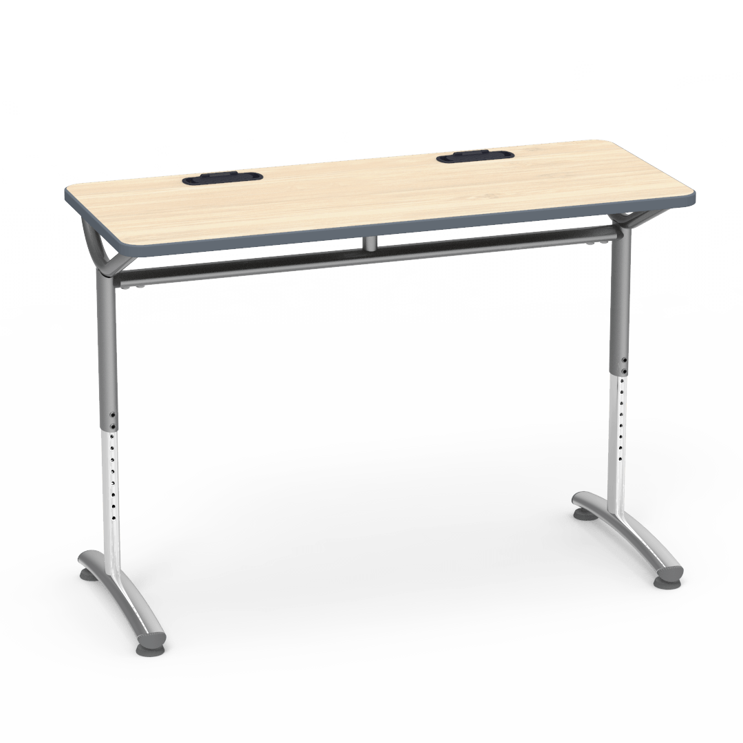 Virco TEXT Series Training Study Computer Desk Table with 2 Grommets 48"W x 20"D x 26"-34"H (TABLE-TE20488YADJGR2)