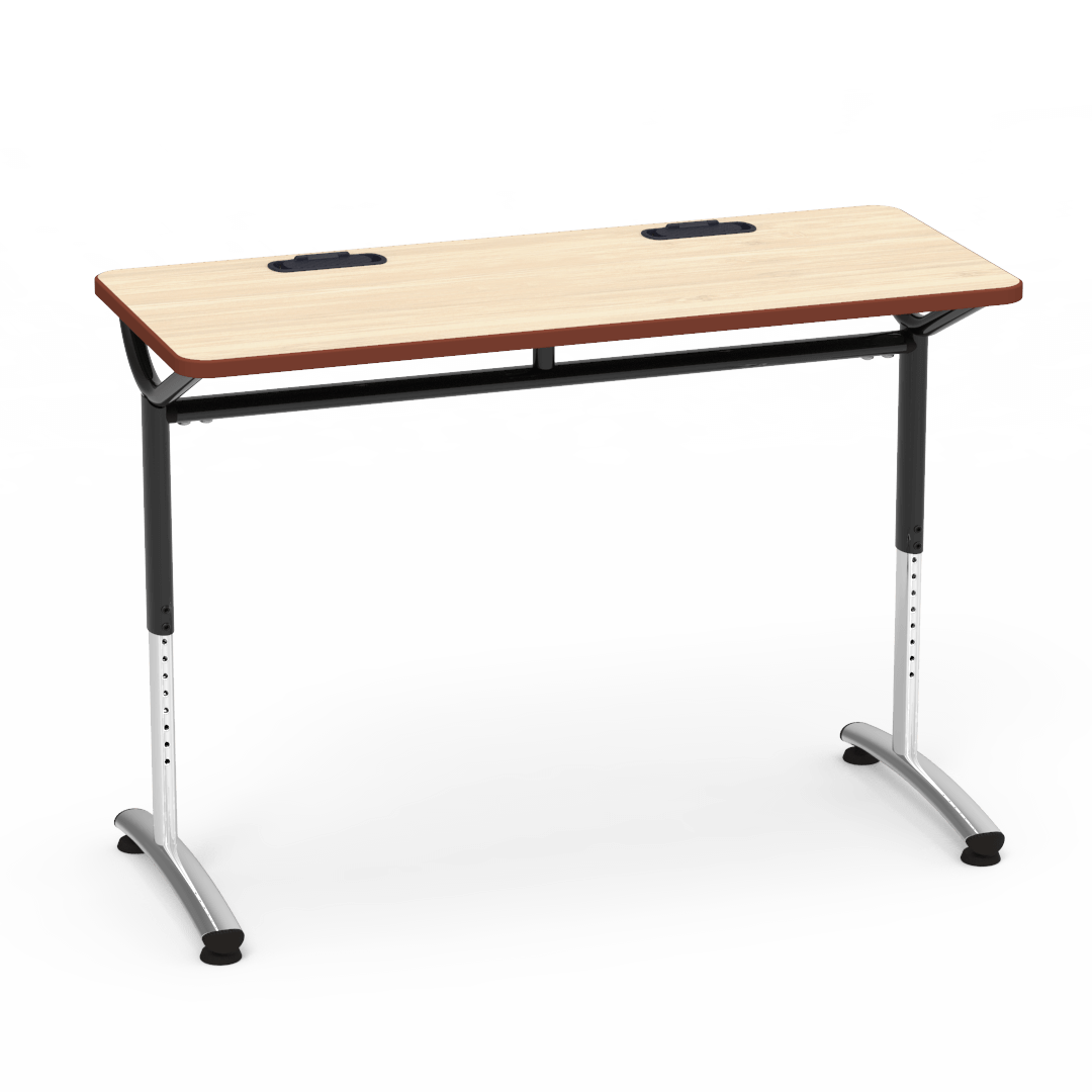 Virco TEXT Series Training Study Computer Desk Table with 2 Grommets 48"W x 20"D x 26"-34"H (TABLE-TE20488YADJGR2)