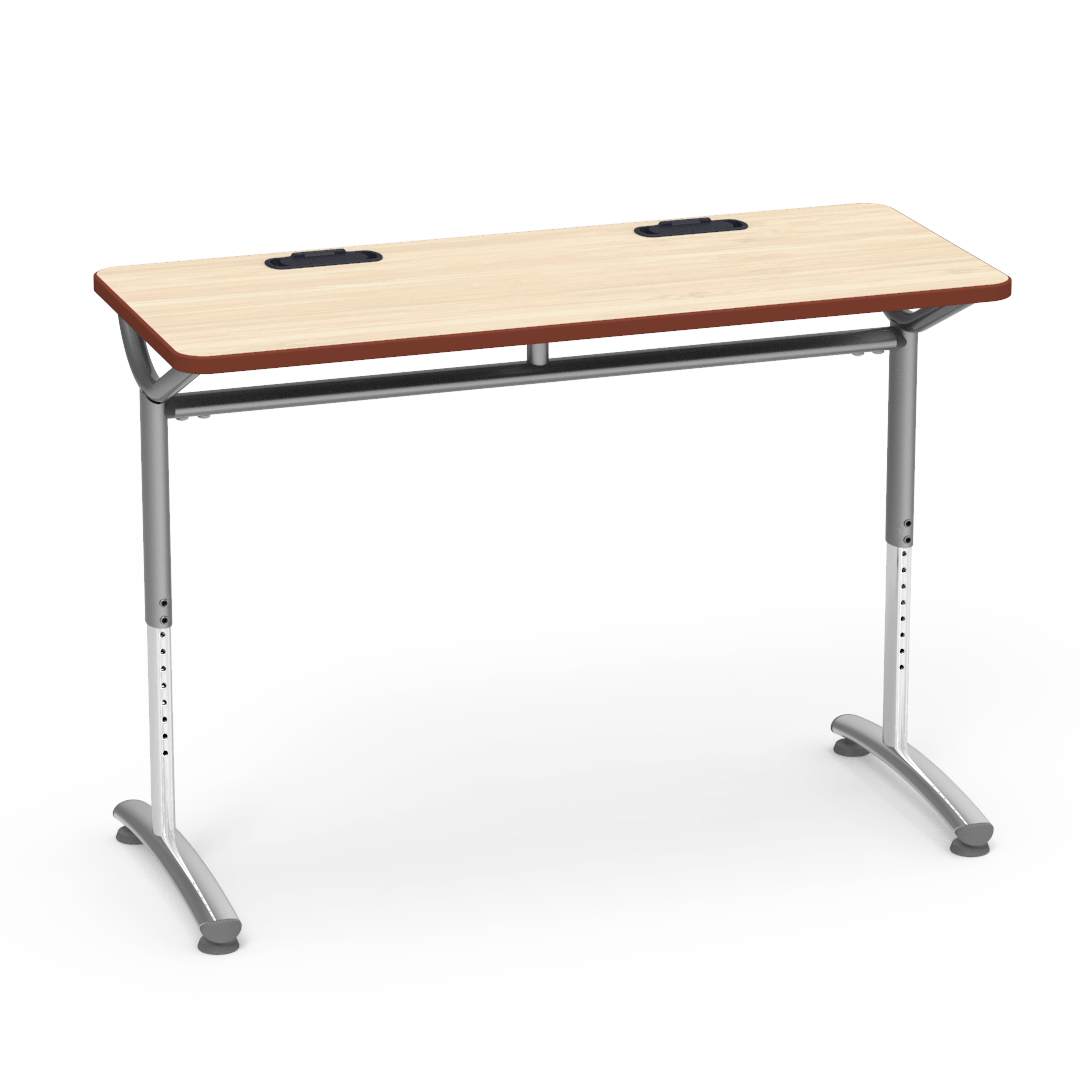 Virco TEXT Series Training Study Computer Desk Table with 2 Grommets 48"W x 20"D x 26"-34"H (TABLE-TE20488YADJGR2)