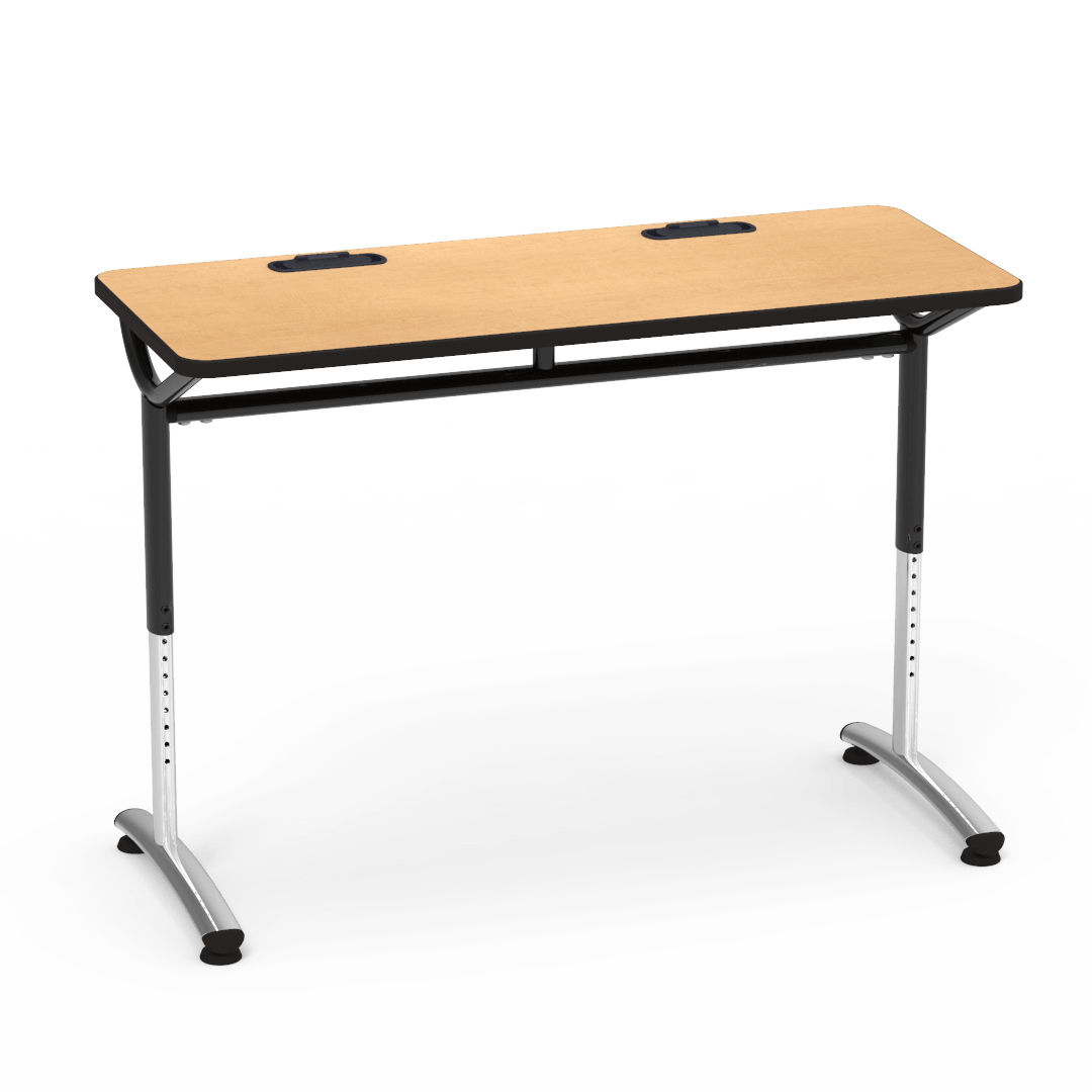 Virco TEXT Series Training Study Computer Desk Table with 2 Grommets 48"W x 20"D x 26"-34"H (TABLE-TE20488YADJGR2)