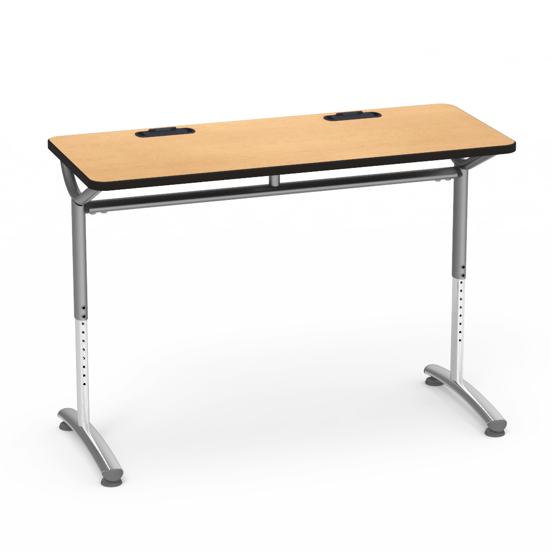 Virco TEXT Series Training Study Computer Desk Table with 2 Grommets 48"W x 20"D x 26"-34"H (TABLE-TE20488YADJGR2)