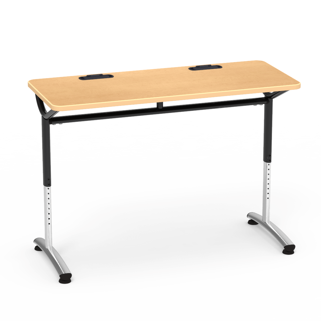 Virco TEXT Series Training Study Computer Desk Table with 2 Grommets 48"W x 20"D x 26"-34"H (TABLE-TE20488YADJGR2)