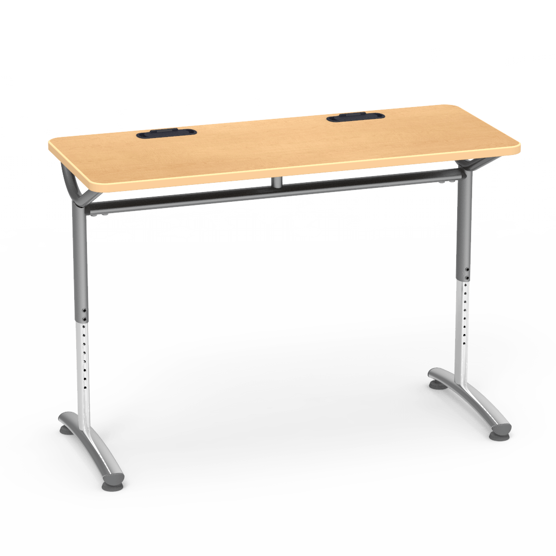 Virco TEXT Series Training Study Computer Desk Table with 2 Grommets 48"W x 20"D x 26"-34"H (TABLE-TE20488YADJGR2)