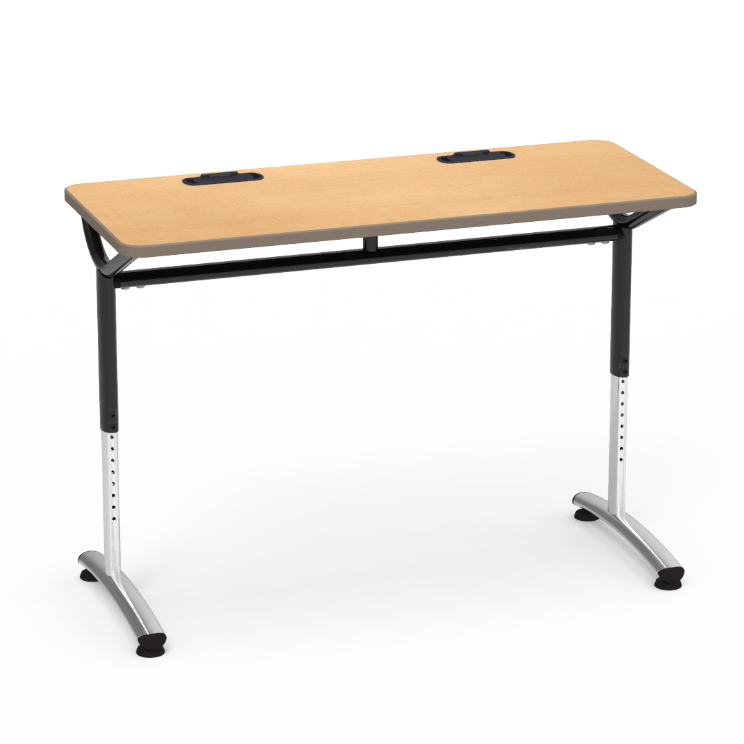 Virco TEXT Series Training Study Computer Desk Table with 2 Grommets 48"W x 20"D x 26"-34"H (TABLE-TE20488YADJGR2)