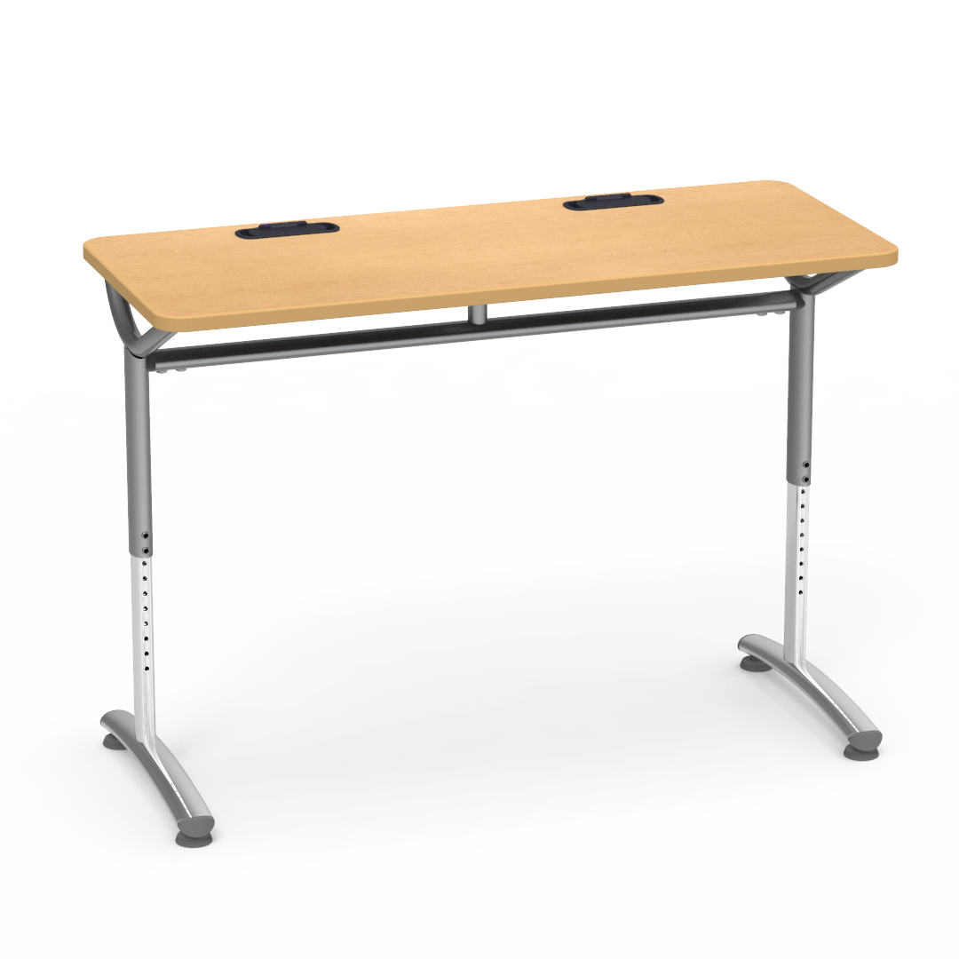 Virco TEXT Series Training Study Computer Desk Table with 2 Grommets 48"W x 20"D x 26"-34"H (TABLE-TE20488YADJGR2)