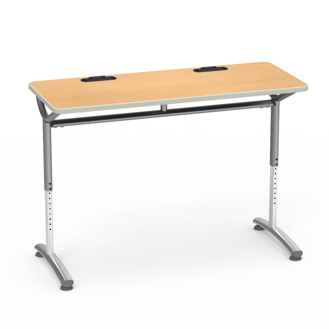 Virco TEXT Series Training Study Computer Desk Table with 2 Grommets 48"W x 20"D x 26"-34"H (TABLE-TE20488YADJGR2)