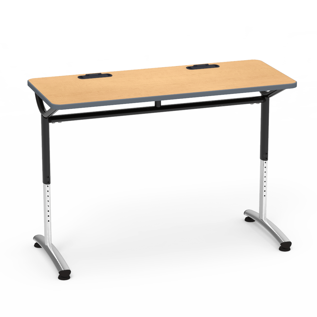 Virco TEXT Series Training Study Computer Desk Table with 2 Grommets 48"W x 20"D x 26"-34"H (TABLE-TE20488YADJGR2)