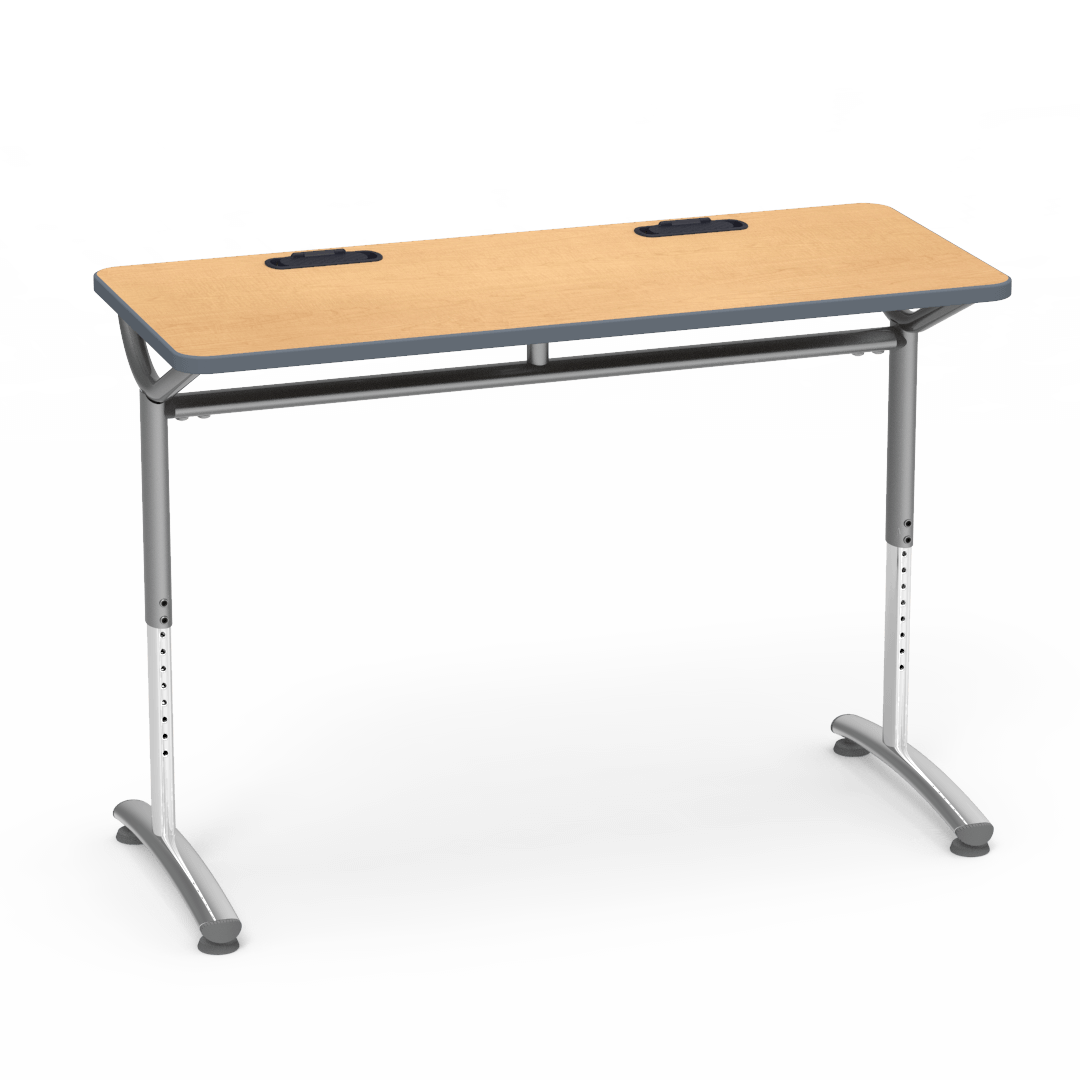 Virco TEXT Series Training Study Computer Desk Table with 2 Grommets 48"W x 20"D x 26"-34"H (TABLE-TE20488YADJGR2)