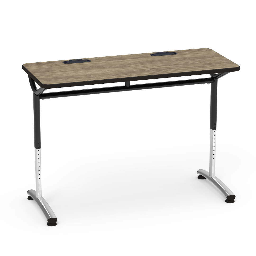 Virco TEXT Series Training Study Computer Desk Table with 2 Grommets 48"W x 20"D x 26"-34"H (TABLE-TE20488YADJGR2)
