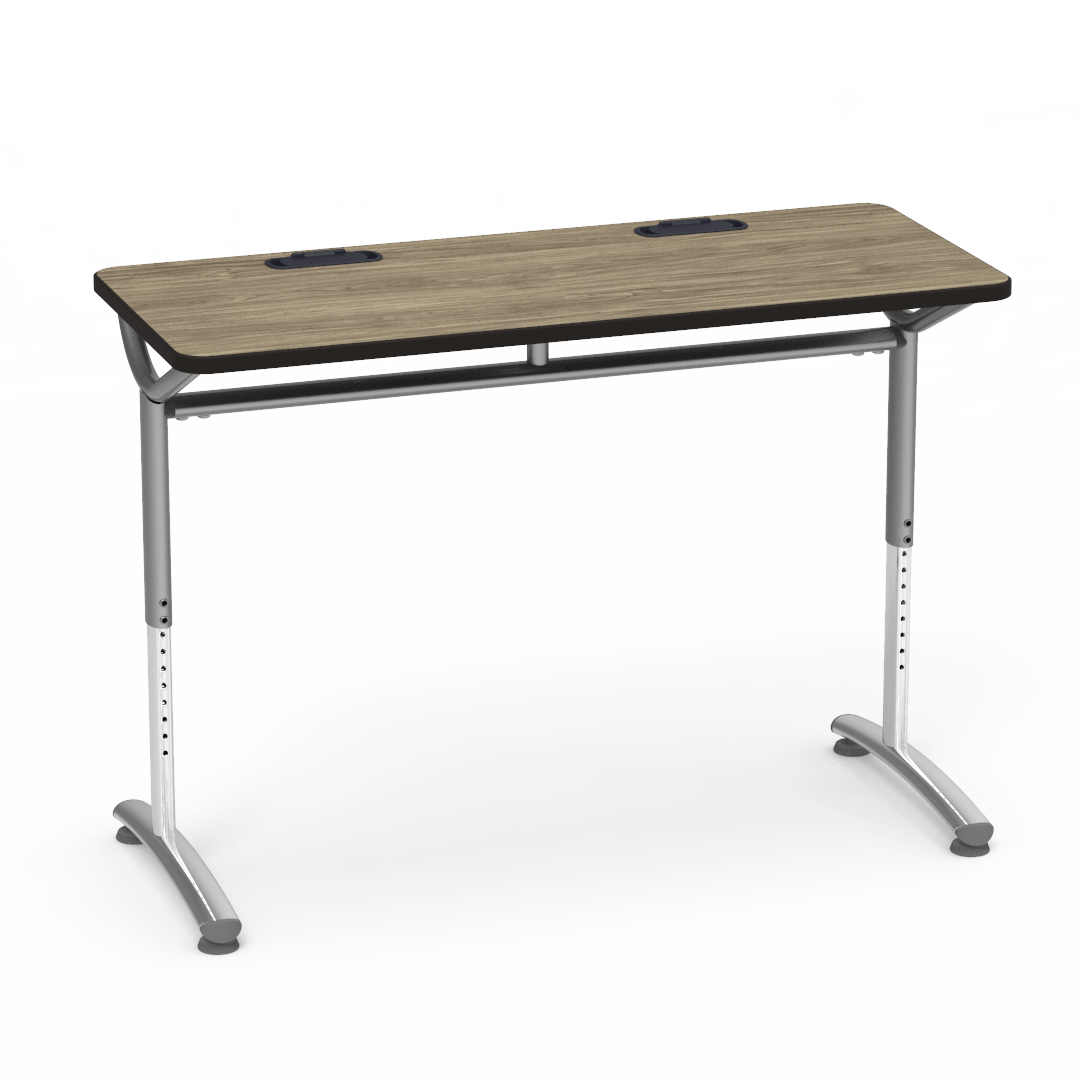 Virco TEXT Series Training Study Computer Desk Table with 2 Grommets 48"W x 20"D x 26"-34"H (TABLE-TE20488YADJGR2)