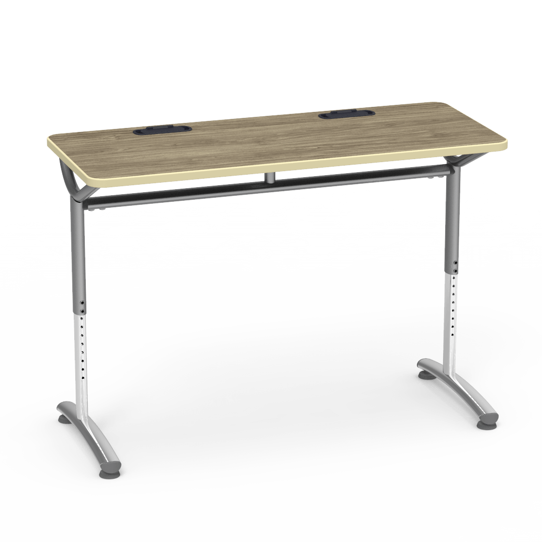 Virco TEXT Series Training Study Computer Desk Table with 2 Grommets 48"W x 20"D x 26"-34"H (TABLE-TE20488YADJGR2)