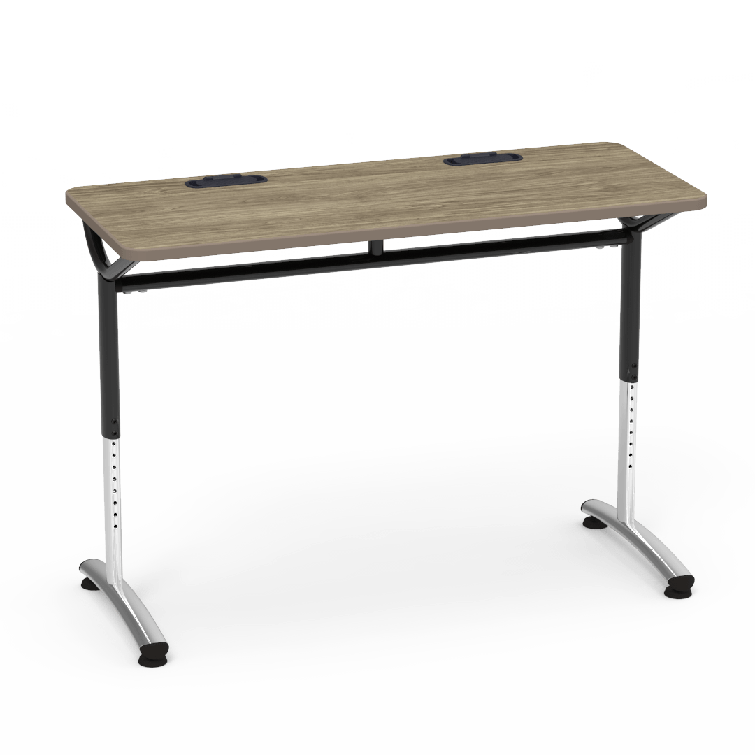 Virco TEXT Series Training Study Computer Desk Table with 2 Grommets 48"W x 20"D x 26"-34"H (TABLE-TE20488YADJGR2)