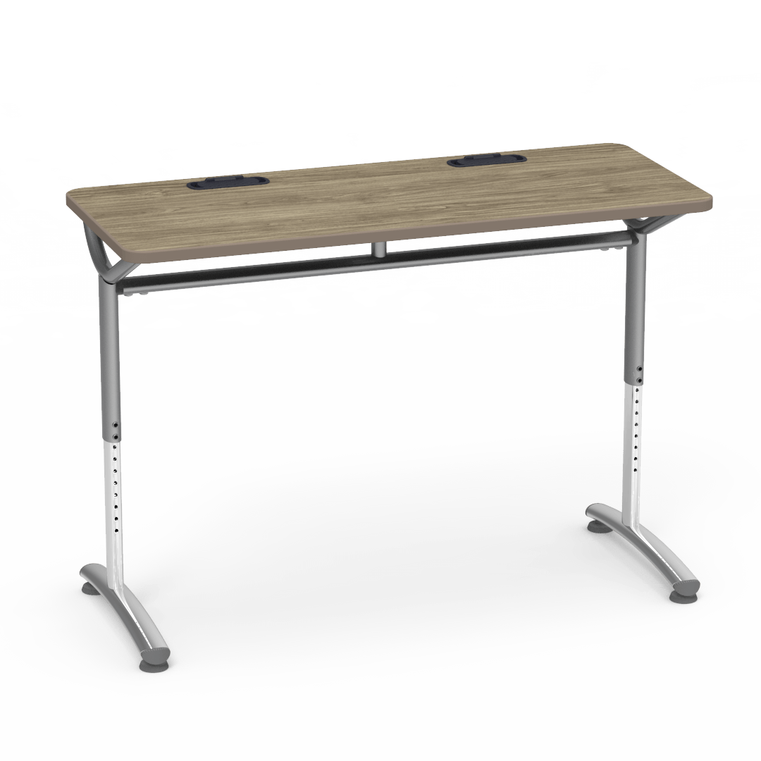 Virco TEXT Series Training Study Computer Desk Table with 2 Grommets 48"W x 20"D x 26"-34"H (TABLE-TE20488YADJGR2)