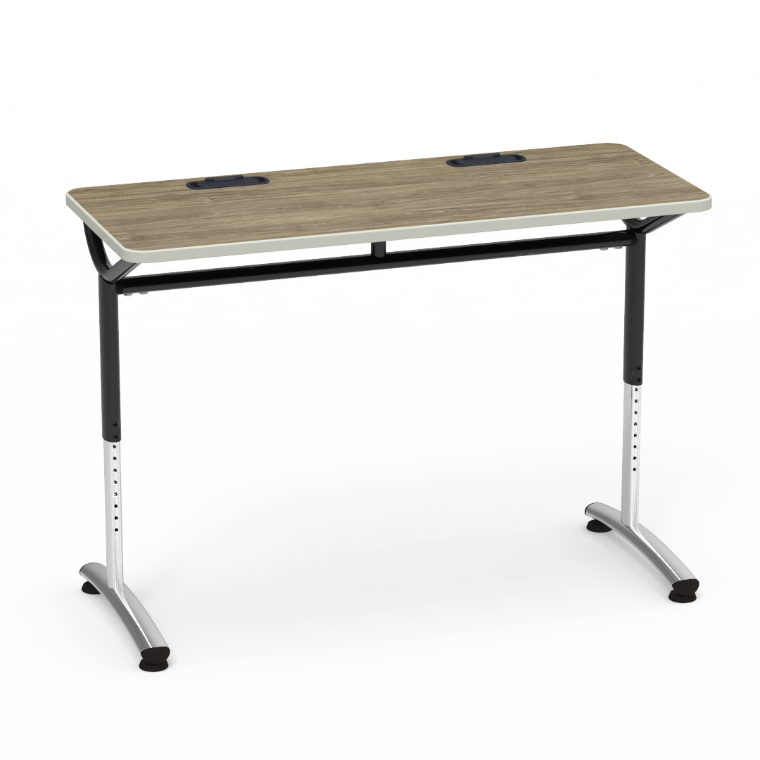 Virco TEXT Series Training Study Computer Desk Table with 2 Grommets 48"W x 20"D x 26"-34"H (TABLE-TE20488YADJGR2)