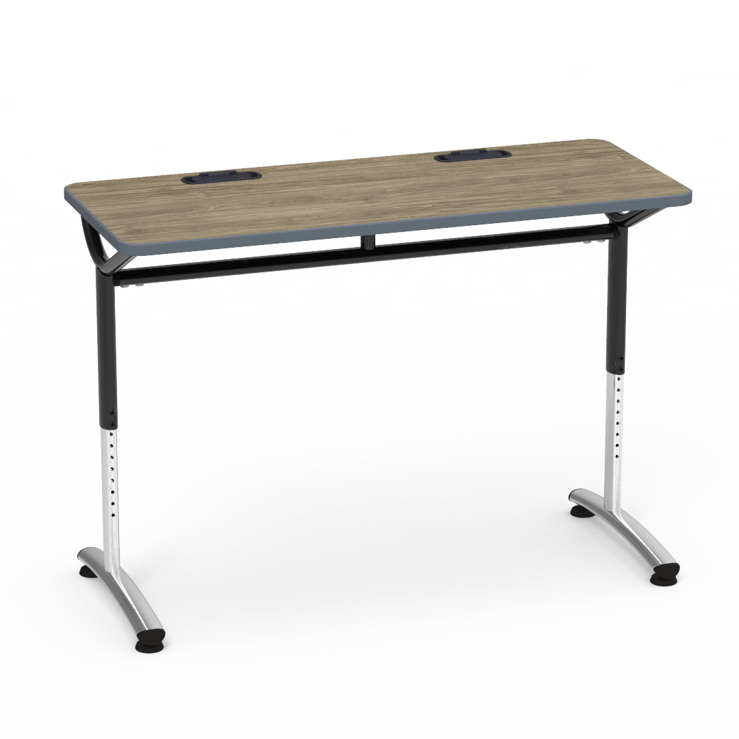 Virco TEXT Series Training Study Computer Desk Table with 2 Grommets 48"W x 20"D x 26"-34"H (TABLE-TE20488YADJGR2)
