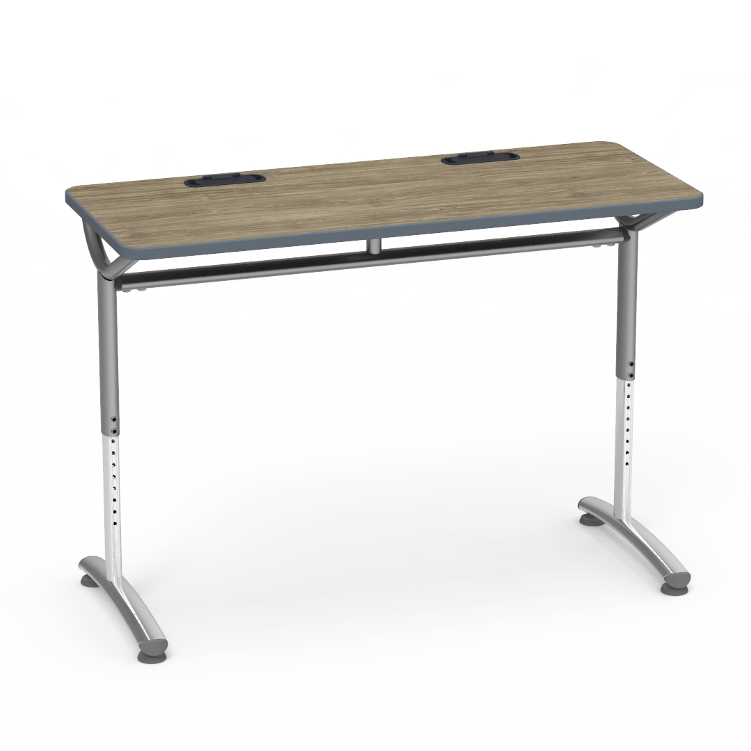 Virco TEXT Series Training Study Computer Desk Table with 2 Grommets 48"W x 20"D x 26"-34"H (TABLE-TE20488YADJGR2)