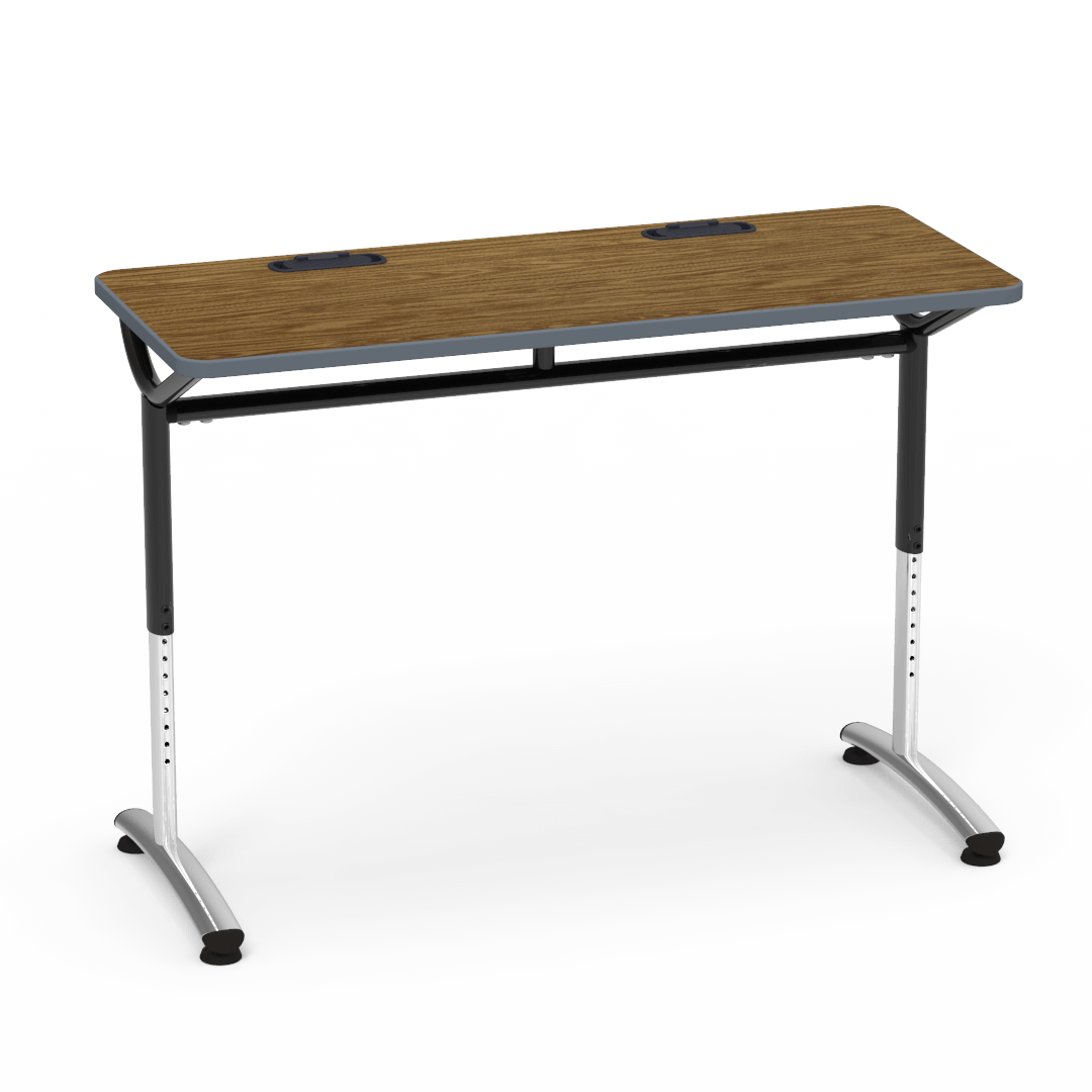 Virco TEXT Series Training Study Computer Desk Table with 2 Grommets 48"W x 20"D x 26"-34"H (TABLE-TE20488YADJGR2)