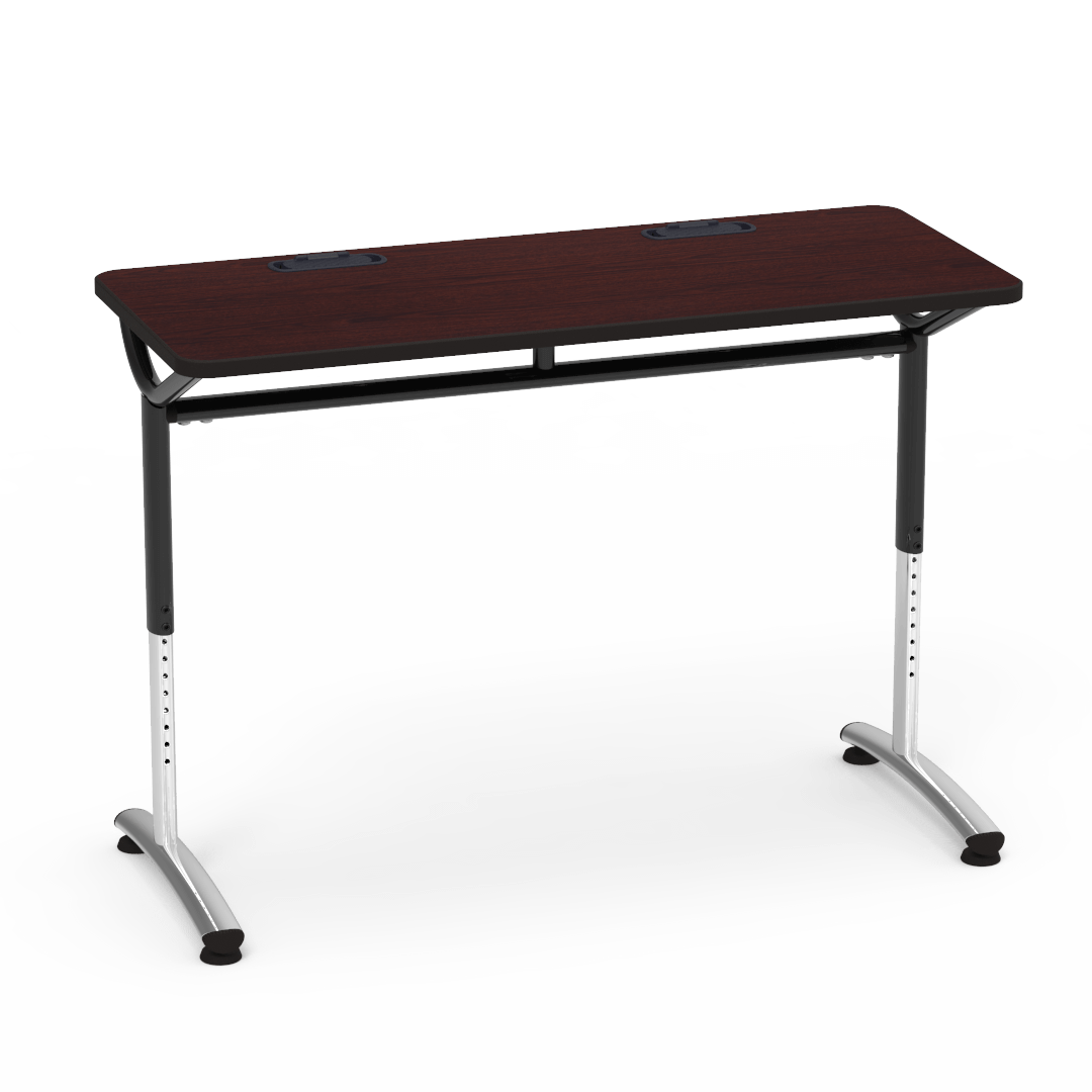 Virco TEXT Series Training Study Computer Desk Table with 2 Grommets 48"W x 20"D x 26"-34"H (TABLE-TE20488YADJGR2)