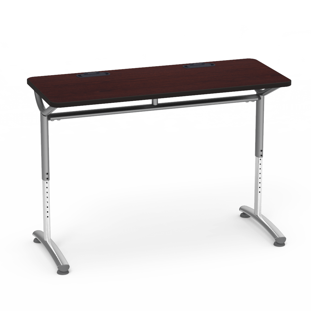 Virco TEXT Series Training Study Computer Desk Table with 2 Grommets 48"W x 20"D x 26"-34"H (TABLE-TE20488YADJGR2)