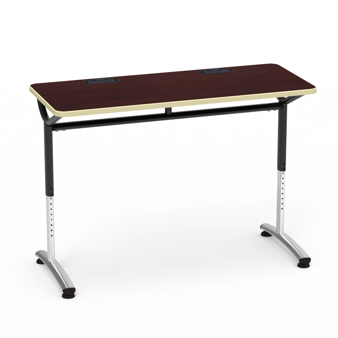 Virco TEXT Series Training Study Computer Desk Table with 2 Grommets 48"W x 20"D x 26"-34"H (TABLE-TE20488YADJGR2)