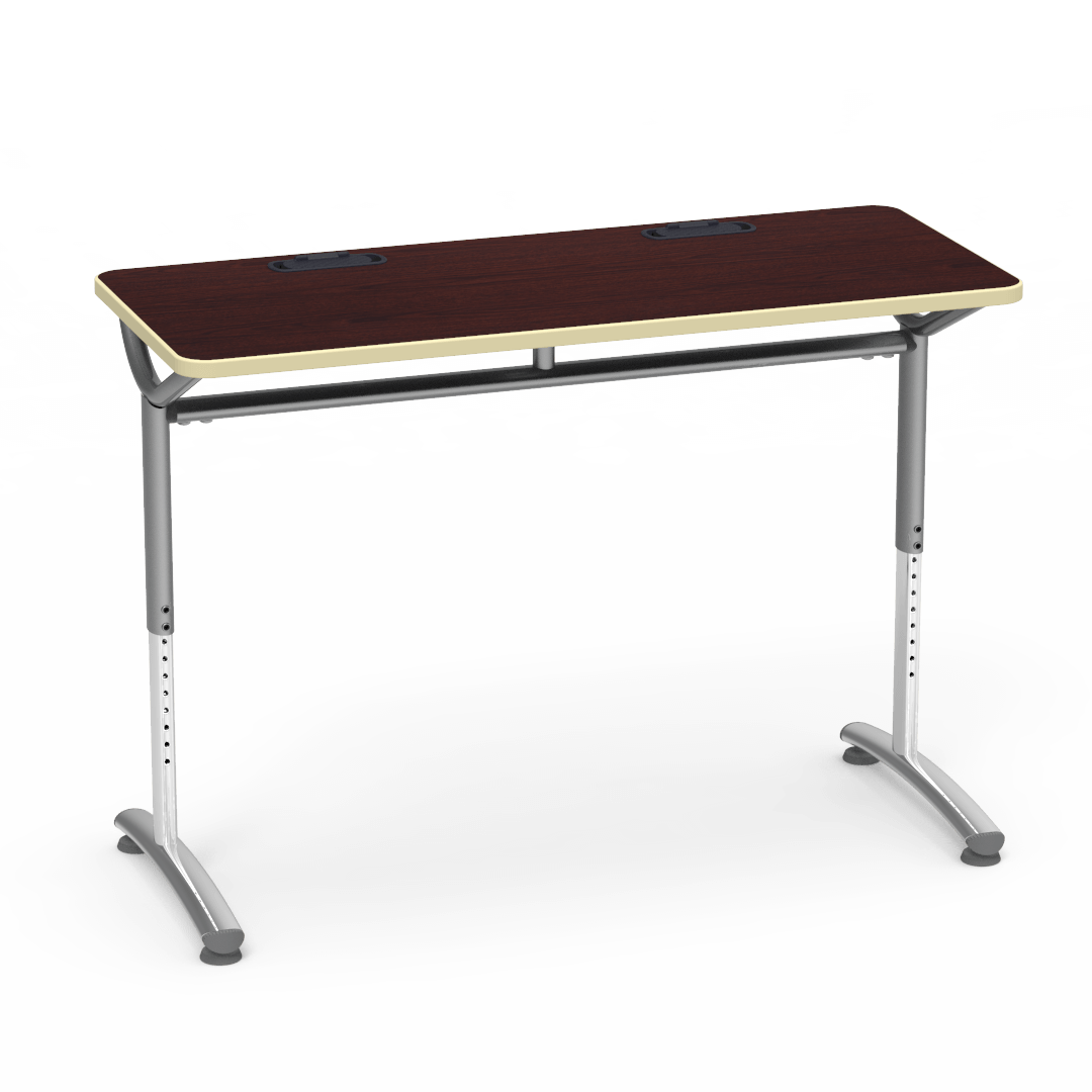Virco TEXT Series Training Study Computer Desk Table with 2 Grommets 48"W x 20"D x 26"-34"H (TABLE-TE20488YADJGR2)