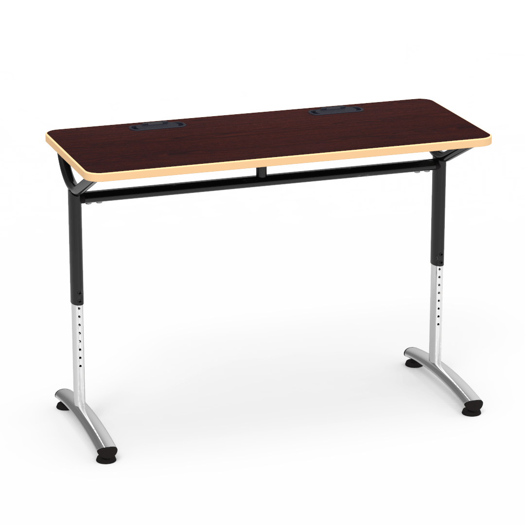 Virco TEXT Series Training Study Computer Desk Table with 2 Grommets 48"W x 20"D x 26"-34"H (TABLE-TE20488YADJGR2)
