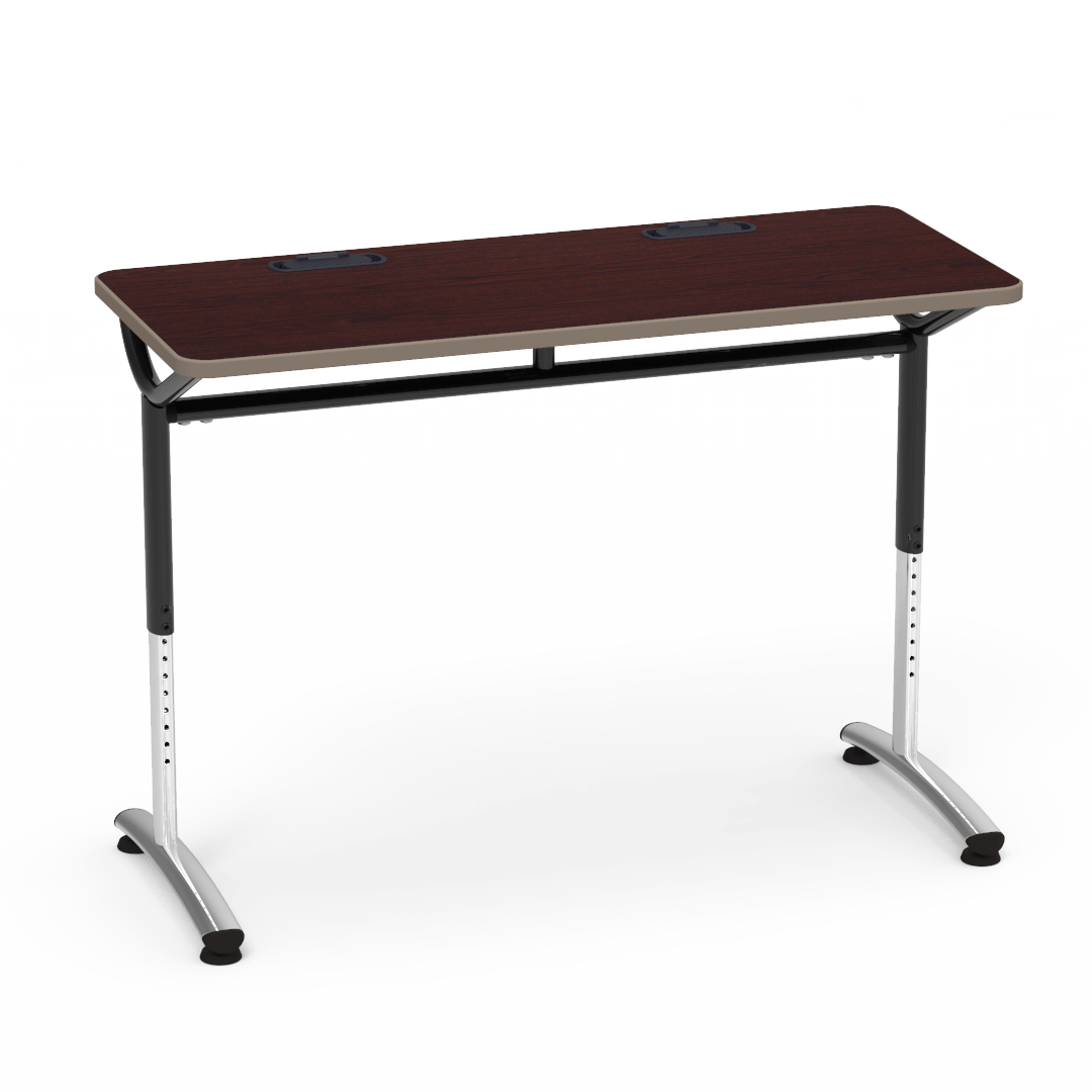 Virco TEXT Series Training Study Computer Desk Table with 2 Grommets 48"W x 20"D x 26"-34"H (TABLE-TE20488YADJGR2)