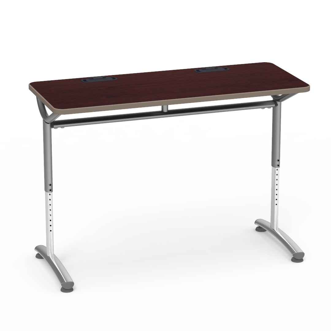 Virco TEXT Series Training Study Computer Desk Table with 2 Grommets 48"W x 20"D x 26"-34"H (TABLE-TE20488YADJGR2)