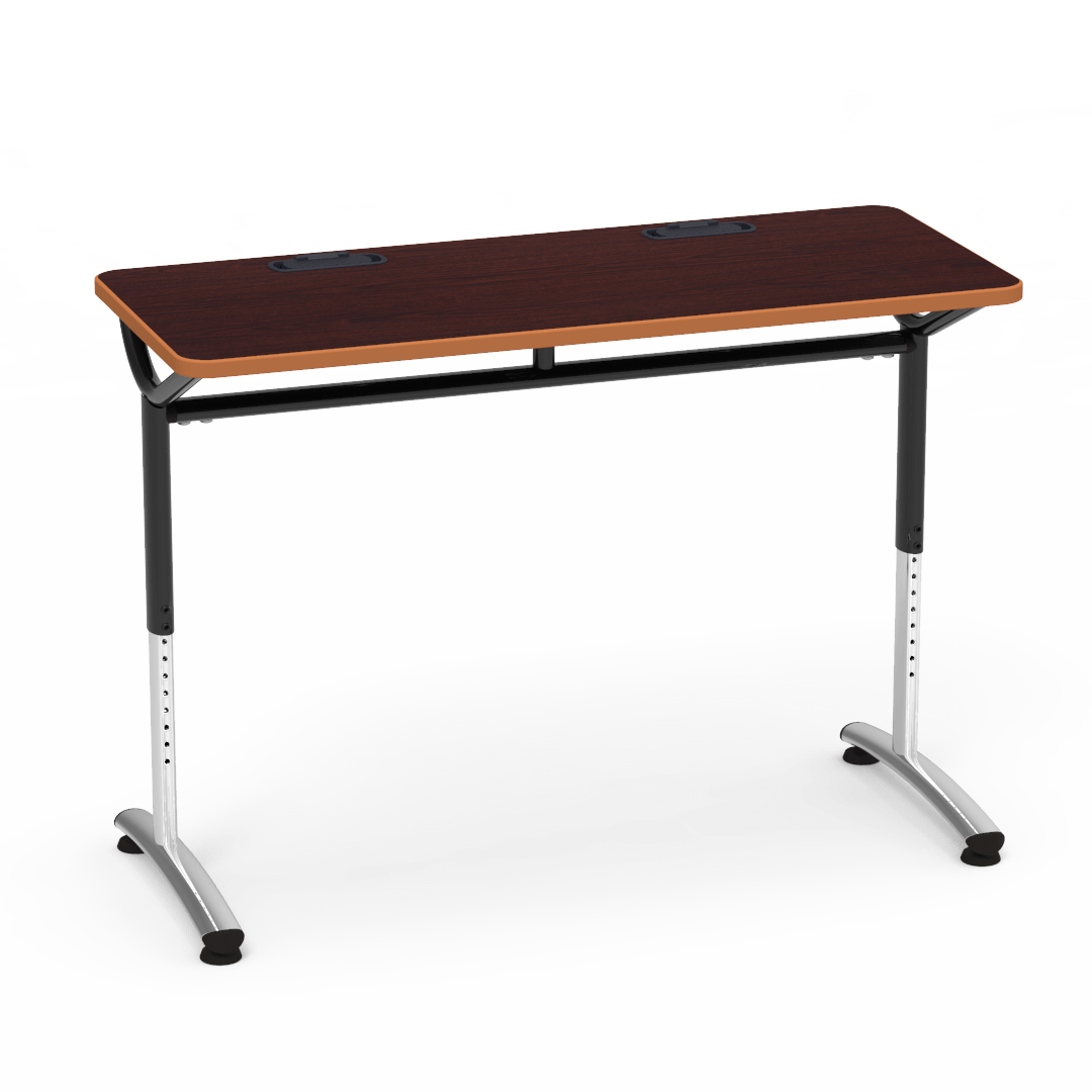 Virco TEXT Series Training Study Computer Desk Table with 2 Grommets 48"W x 20"D x 26"-34"H (TABLE-TE20488YADJGR2)