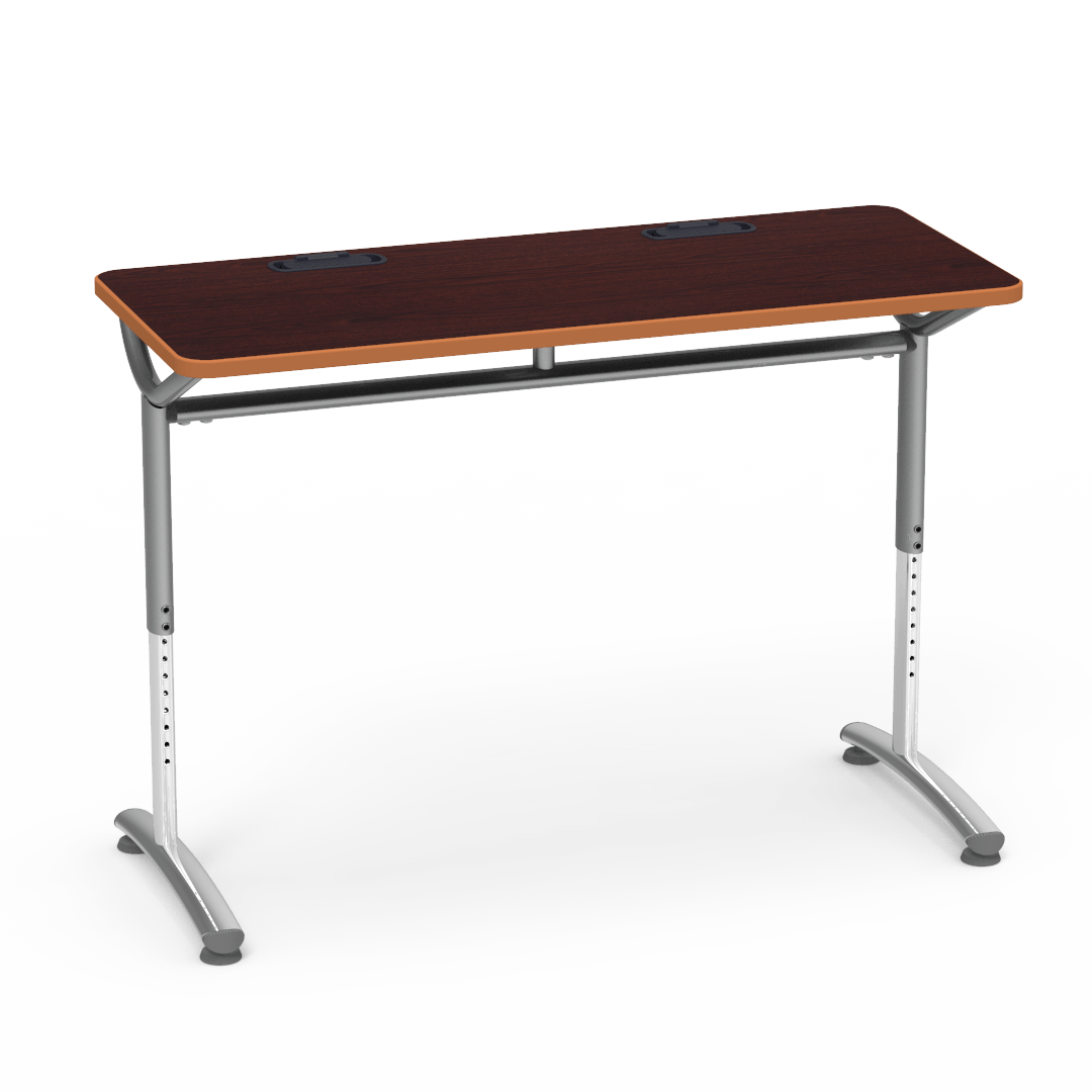 Virco TEXT Series Training Study Computer Desk Table with 2 Grommets 48"W x 20"D x 26"-34"H (TABLE-TE20488YADJGR2)